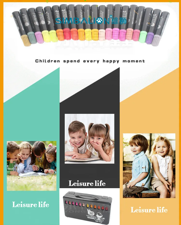 Новая Тайваньская Львиная Акварельная ручка, 36 цветов, детская ручка для рисования, ручка для граффити, толстая головка Акварельная функциональная ручка
