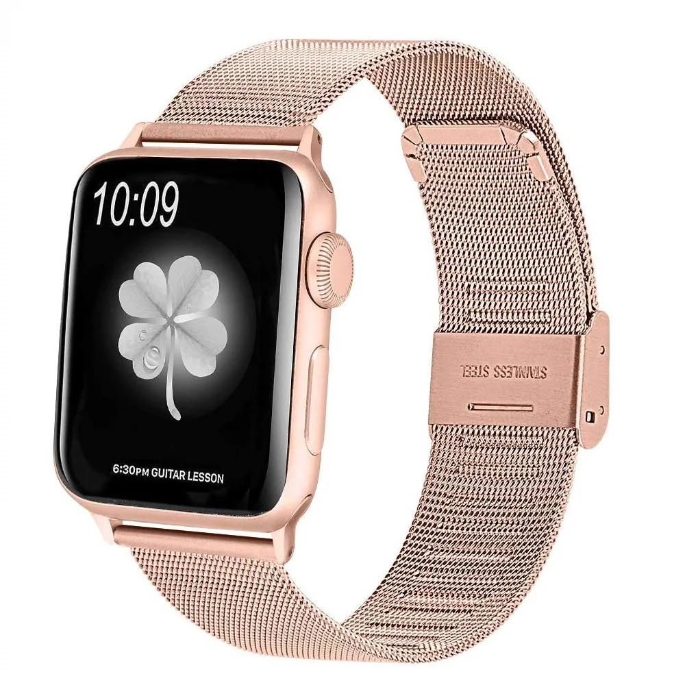 Rose gold Ремешок для часов Apple Watch 3, 5, 4, ремешок из нержавеющей стали, сетчатая петля, pulseira для iwatch cinturini, 42 мм, 44 мм, 40, 38 мм, браслет на запястье - Band Color: Rose gold