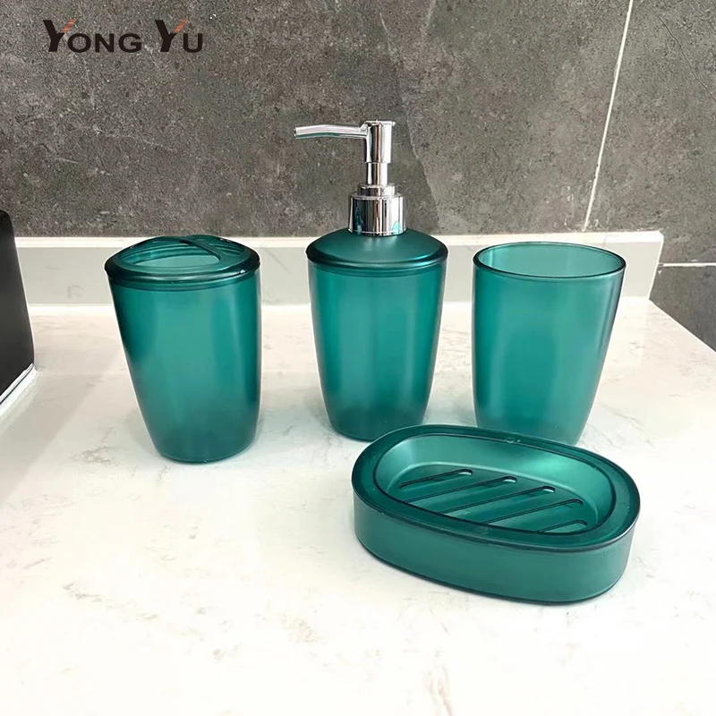 4Pcs/set Plastic Bathroom Accessories Lotion Dispenser Toothbrush Holder Soap Set for Home Decoration Gift - AliExpress