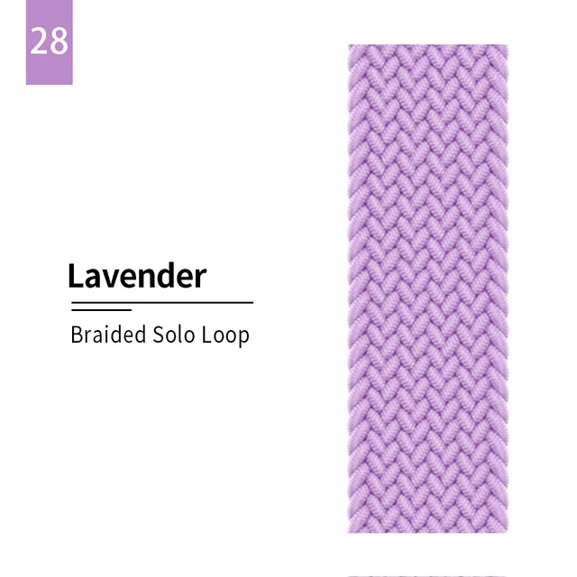 Braided Solo Loop strap for Apple watch band 44mm 40mm Elastic Wristband Bracelet on iwatch Se Series 7 6543 42mm 38mm 41mm 45mm 28 Lavender