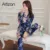 Атласная шелковая пижама для женщин Комплект пижамы Кнопка Pigiama Donna pjs Winter Mujer Pijama Пижамы Пижамы Pizama Damska 2 шт.