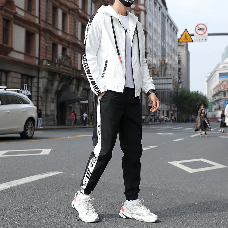 Buy Sporting Suit Fashion Men Sets Sweatshirt Sweatpants Hooded Mens Clothing 2 Pieces Sets Slim Tracksuit Sweat Pants Casual Jacket