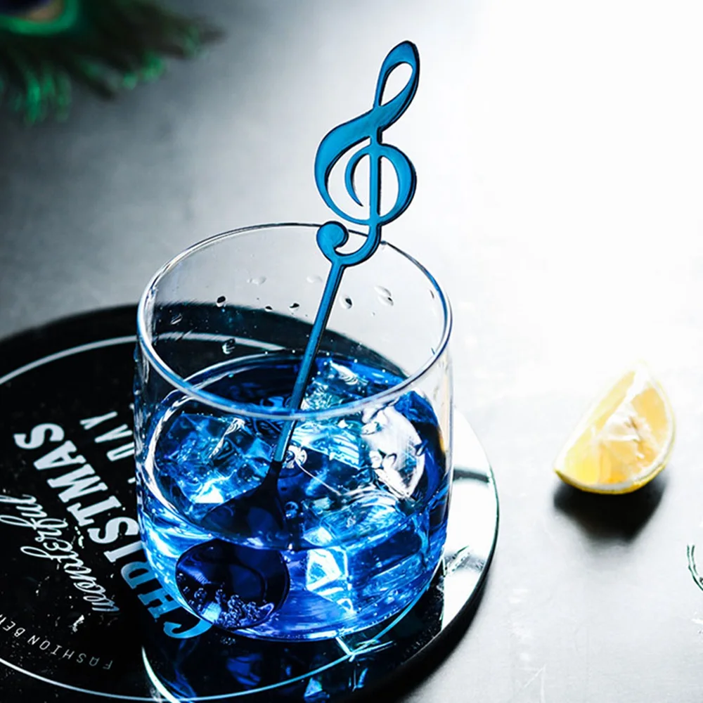 Новинка 7 шт. Роскошные кофейные ложки с музыкальными нотами Радужная цветная