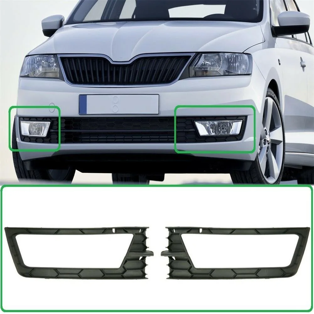 Car-Styling Front Bumper Fog Lamp Light Lower Grille Cover With Hole For Skoda Rapid Spaceback 2013 2014 2015