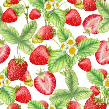 

Polyester satin Fabric for dress floral fruit pattern Colorful strawberry custom Printed Cloth Thin Patchwork