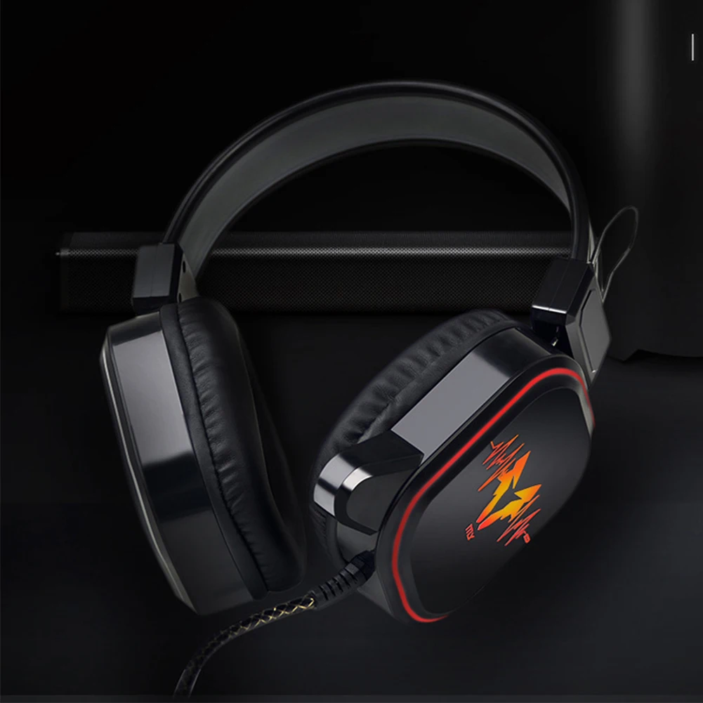 DS-100 USB Проводная Мода с микрофоном 7,1 звук канала музыка комфорт регулируемое освещение рабочего стола над ухом игровые наушники