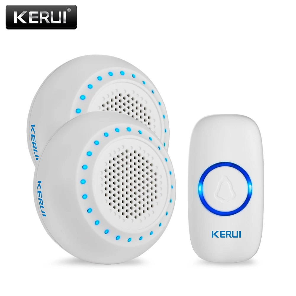 KERUI M523 Wireless Smart Doorbell Kit Home Security Waterproof Door Button Colorful LED Housed Chimes Doorbell 433MHZ Button aiphone video intercom Door Intercom Systems