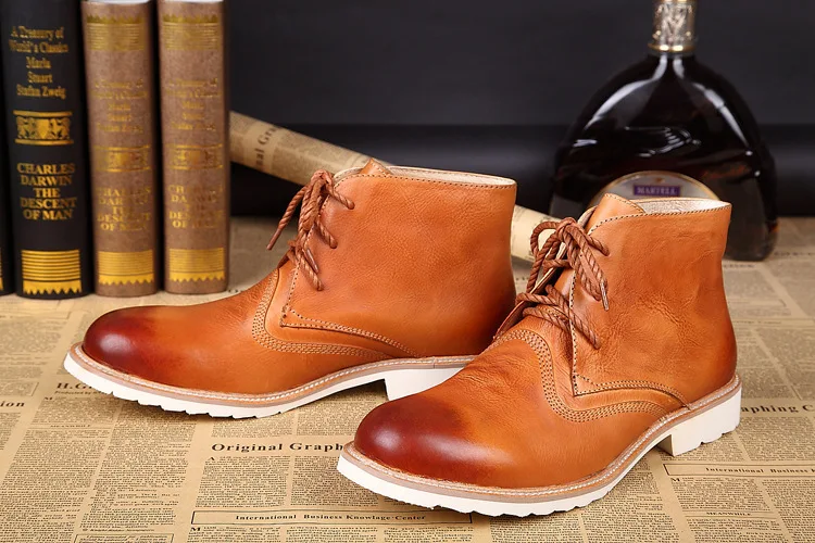 

Short Boots Dress Shoes Retro Martin Boots Botlines Hombre Men's Cow Leather Carved Business Pointed Toe Ankle Zip