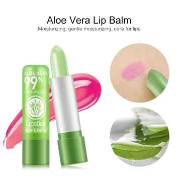 

1pcs Aloe Vera Lip Balm Lasting Moisturizing Lipstick Women's Fashion Color Changing Lip Gloss Professional Lip Cosmetics TSLM1