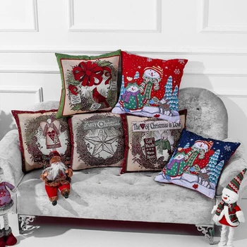 

Christmas Home Decoration Xmas Decor Christmas Pillow Case Santa Cotton Linen Sofa Car Throw Cushion Cover Home Decor