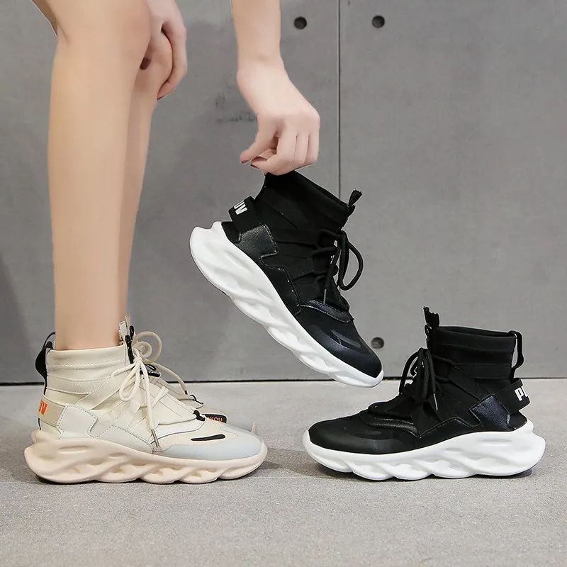 

Autumn High Tube Sock Boots 2019 New Ankle Boots Women Chunky Sneakers Retro Casual Dad Shoes Platform Sneakers