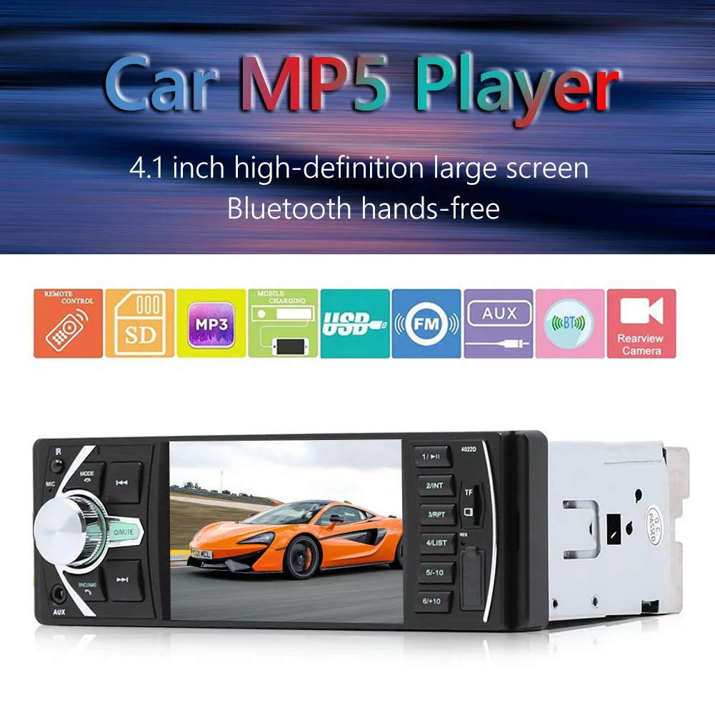 PROD 1005003311038308 Single DIN Head Unit 4.1 inch
Bluetooth-compatible 4022B Auto Audio Central FM Car Stereo AUX TF USB
Car Radi Auto Stereo