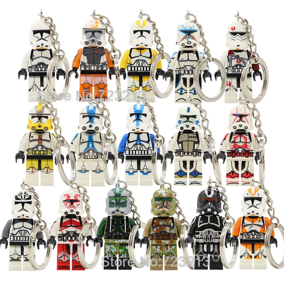 

Clone Trooper Figure Star Wars Keychain Storm White Soldiers Wolf Pack Yellow Utapau Commander Building Block Toys Legoing