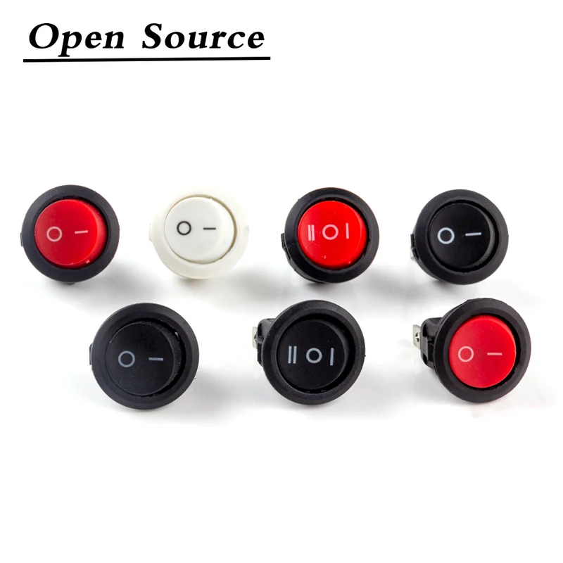 KCD1 2Pin 3Pin 20mm on-Off on-Off-On SPST Round Rocker Switch 10A/250V Push Button Switch Self-locking/Latching 5/10Pcs rocker switch