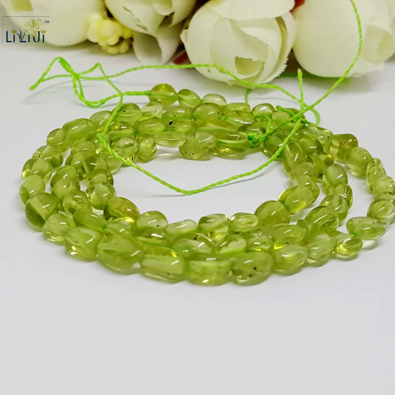 LiiJi уникальный Перидот самородок бусины DIY ювелирных изделий ожерелье браслет около 39 см