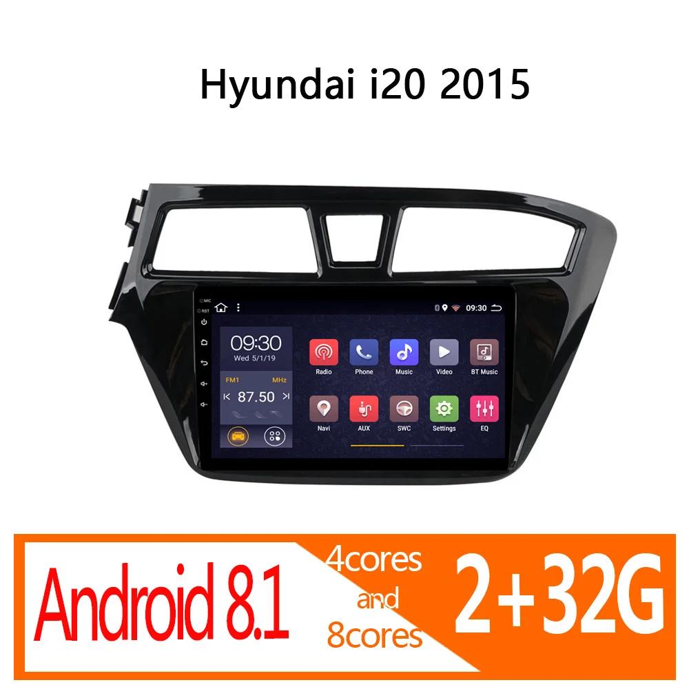 Автомагнитола для Hyundai i20 стерео-система на android 2 Гб ОЗУ 32 ПЗУ с GPS Навигатором DVD