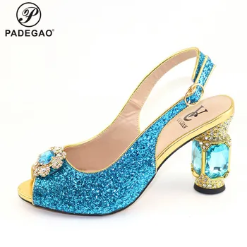 

Sky Blue African Wedding Women Shoes Italy Design Elegant Pointed Toes Party Shoes New Arrival Summer Sandals