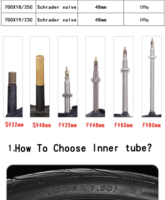 700c Bike Tire PCS 700C Heavy Duty 700x25/34C Bike Tubes FV80mm