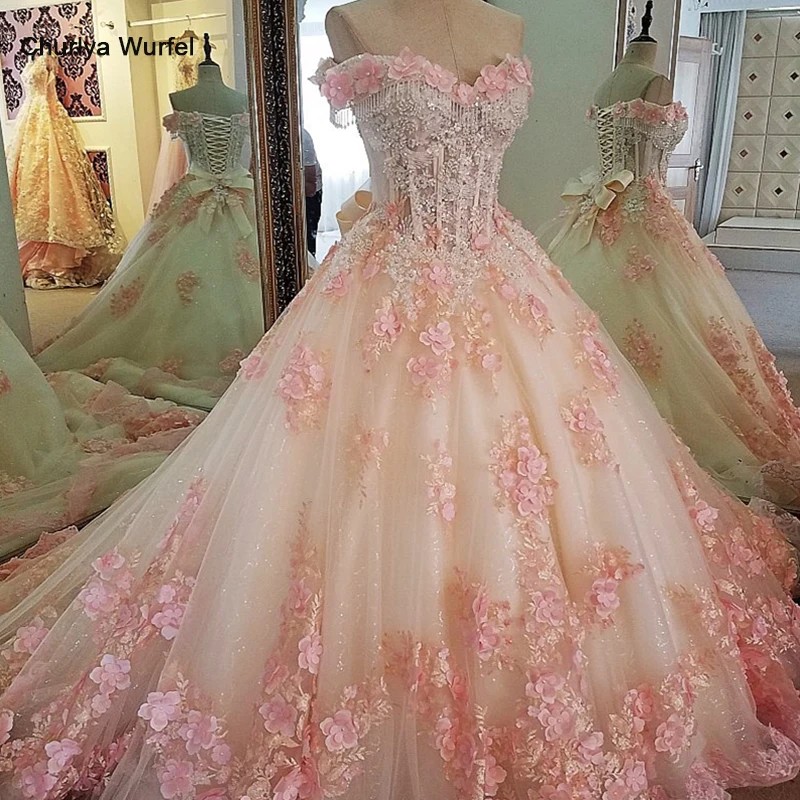 

LSX00071 stock evening dresses long flower lace up back vestido longo de festa elegant ball gown evening dress real photos 2018