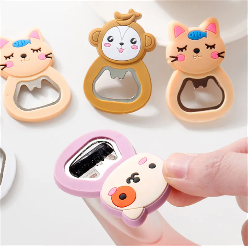 

Kawaii Creative Kids Cartoon Multifunction Silicone Cute Stainless Steel Bottle Magnets Opener Beer Fridge Sticker Kitchen Tool