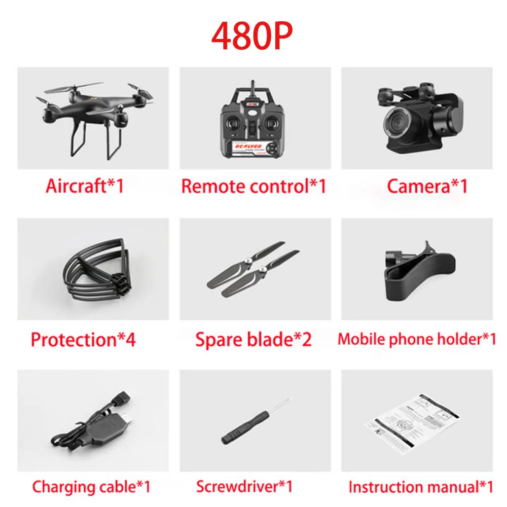 Радиоуправляемый Дрон 4K S32T Квадрокоптер вращающаяся камера полет HD аэрофотосъемка давление воздуха парение ключ посадка игрушечные дроны - Color: 480p black