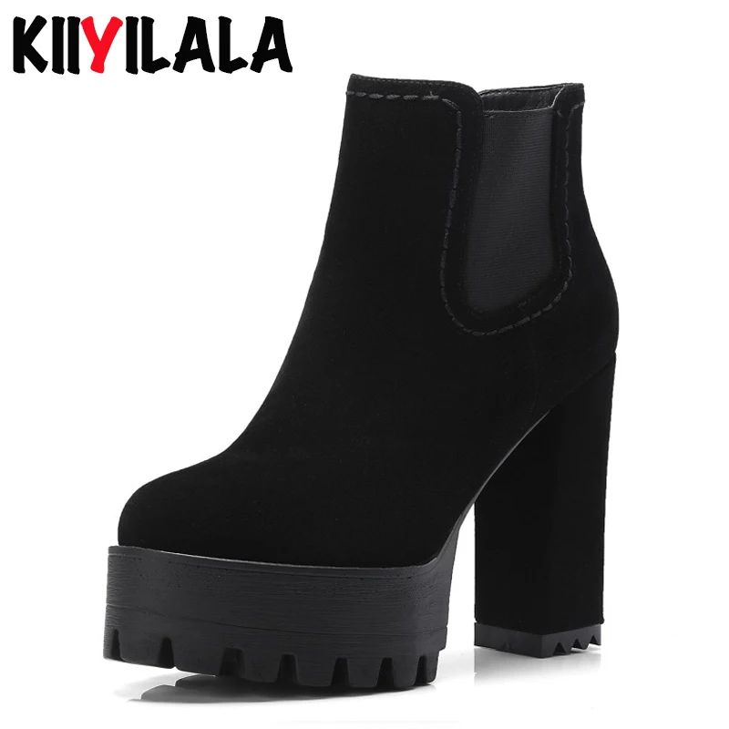 Kiiyilala/брендовые ботинки на платформе с молнией женские модные короткие