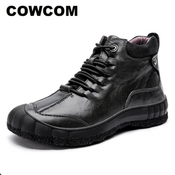 

CEVABULE Large Men's Martin Boots Head Layer Cowhide Kick-proof Short Boots Wear-resistant Outdoor Leisure Tide Shoes