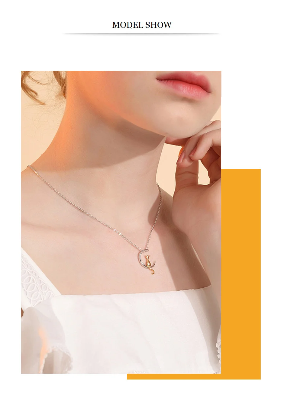 Vnox, Настоящее серебро 925 пробы, медитация в Луне, ожерелье для женщин, девушек, милое животное, домашнее животное, чокер в подарок, ювелирные изделия