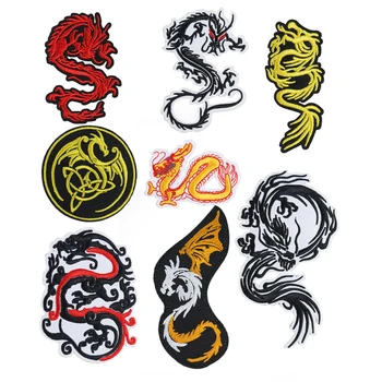 

High Quality Black Chinese Dragon Cloth Patch Embroidered Motifs Diy Patch Applique Iron On Bag Coat Jeans Clothing Accessory