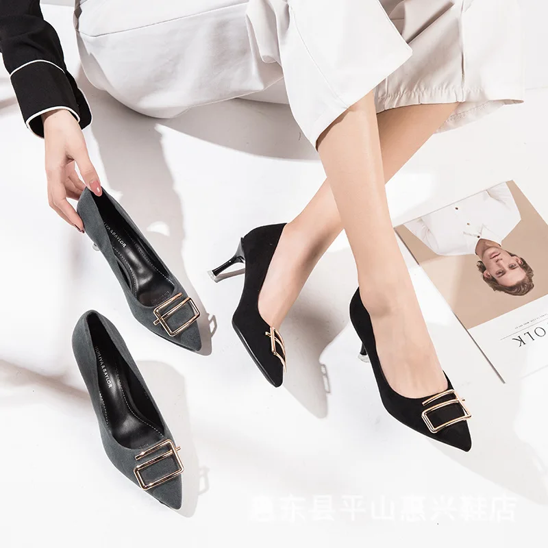 

High Heel Shoes Women's Thin Heeled Versatile Work Shoe 2020 Spring And Autumn New Style French Shoes Significantly 717-027