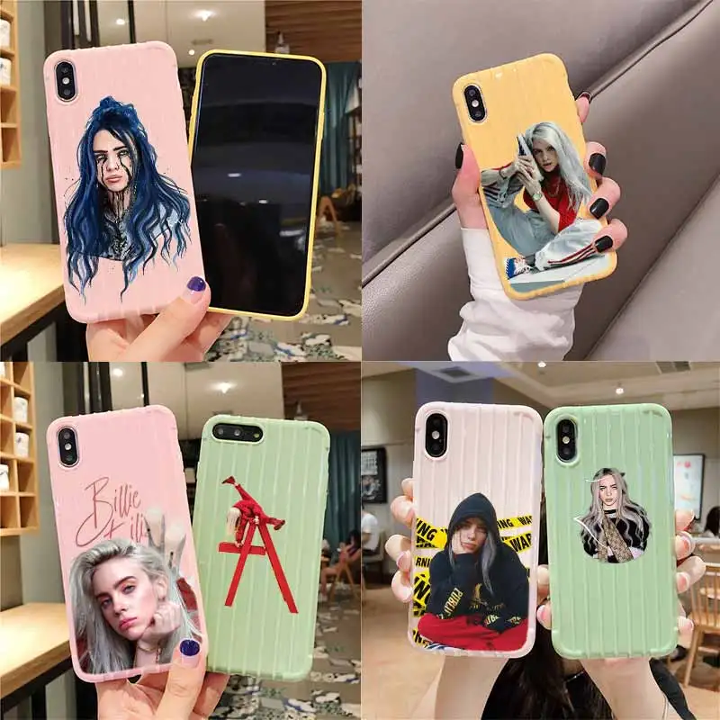 

Billie Eilish Hot Music Singer Trolley Suitcase Texture Phone Case IPhone 11 Pro Max X XS MAX 8 7 6SPlus Cute Candy Color Casing