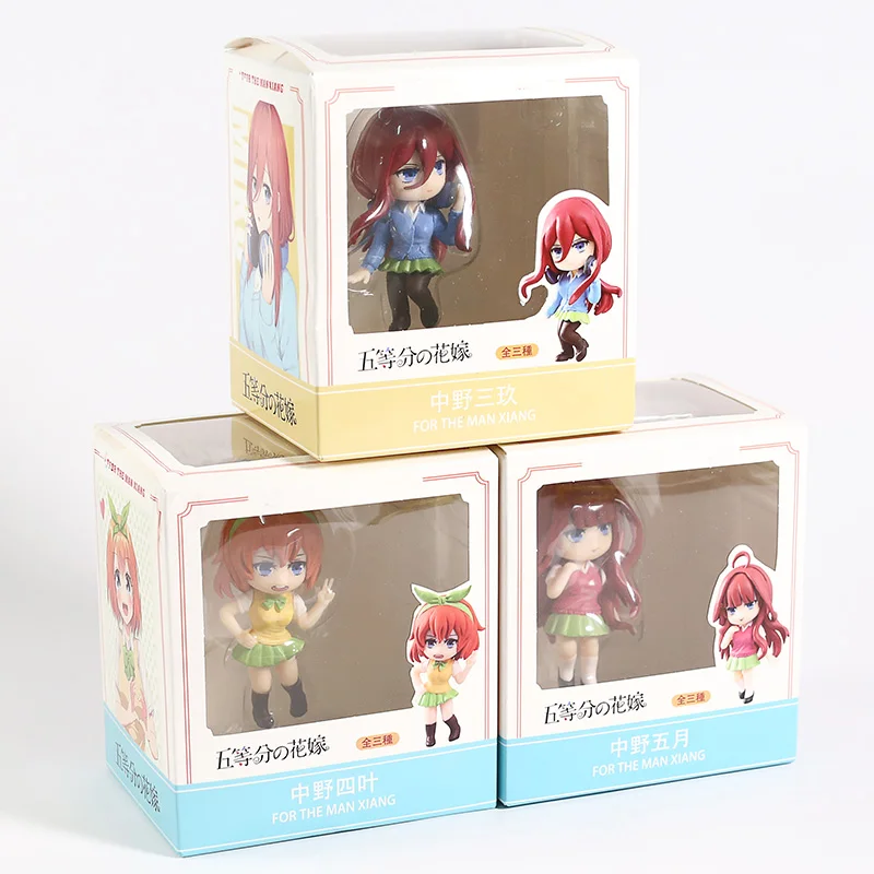 New 3pcs/set The Quintessential Quintuplets Anime Nakano Miku Nakano Yotsuba Nakano Itsuki Q version PVC Figure Model Toys