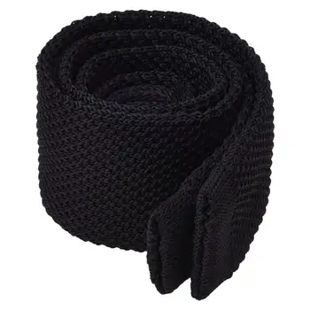 

Men's Fashion Solid Tie Knit Knitted Tie Pure Color Necktie Narrow Slim Woven Black