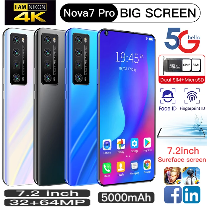 Cectdigi nova 7 pro 7.2 Polegada hd tela grande telefone inteligente 5000mah 2gb ram 16gb rom smartphone desbloqueado duplo sim telefone móvel