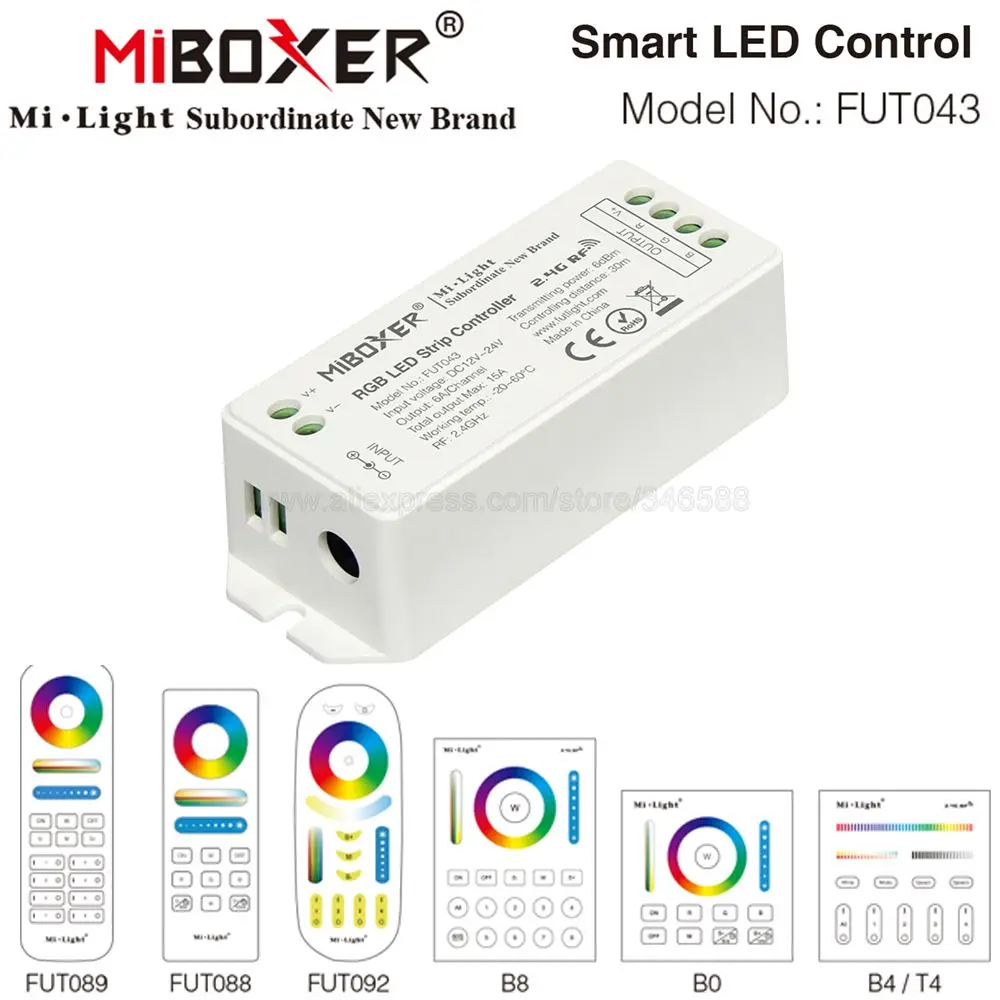 Пульт ду MiBoxer FUT043 светодиодный 12 в пост. Тока 24 6 а/ч 15 а 2 4 ггц|strip controller|rgb led strip