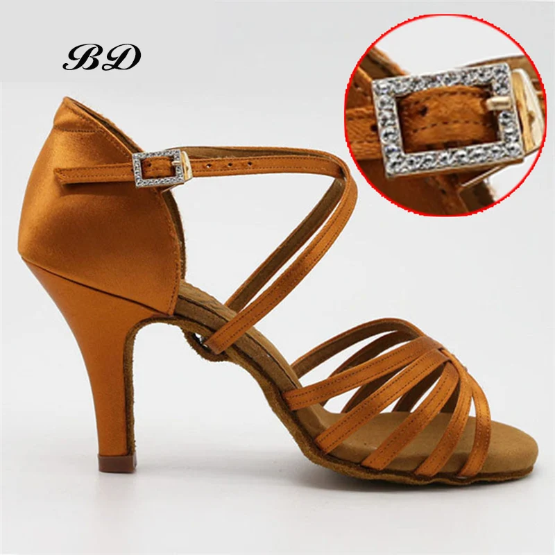 

BD Sneakers Dance Shoes Ballroom Women Latin Shoes Brown High Quality Female Dancing Wear-resistant sole BD 216 AWL HEEL 8.5 CM