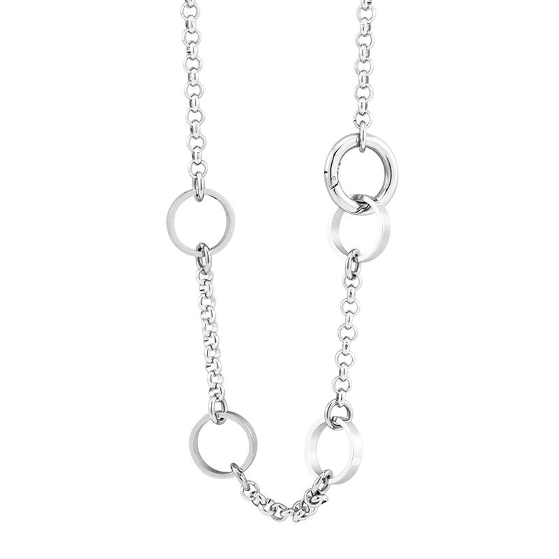 

Korean Hot Selling Punk Simple Personality Pendant Men And Women Stainless Steel O Shape Stitching Sweater Necklaces