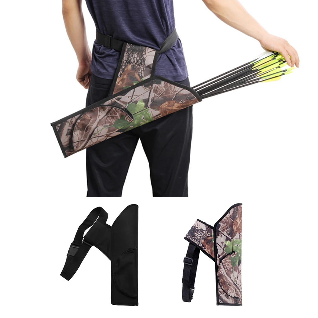 Wear Resistant Canvas Hunting Archery Quiver with Shoulder Strap for Back or Waist Use Adjustable Belt Hunting Accessories