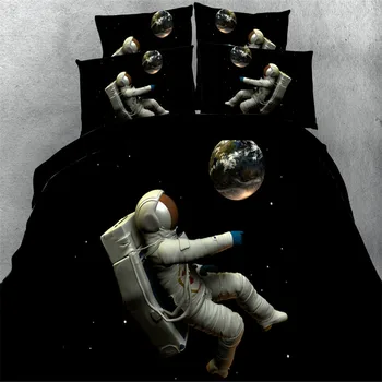 

Boys Bed Decor Linen Set Pillowcase Polyester Bedding Set EU Single Double Universe Astronaut 2/3pcs/set Kids Duvet Cover Set