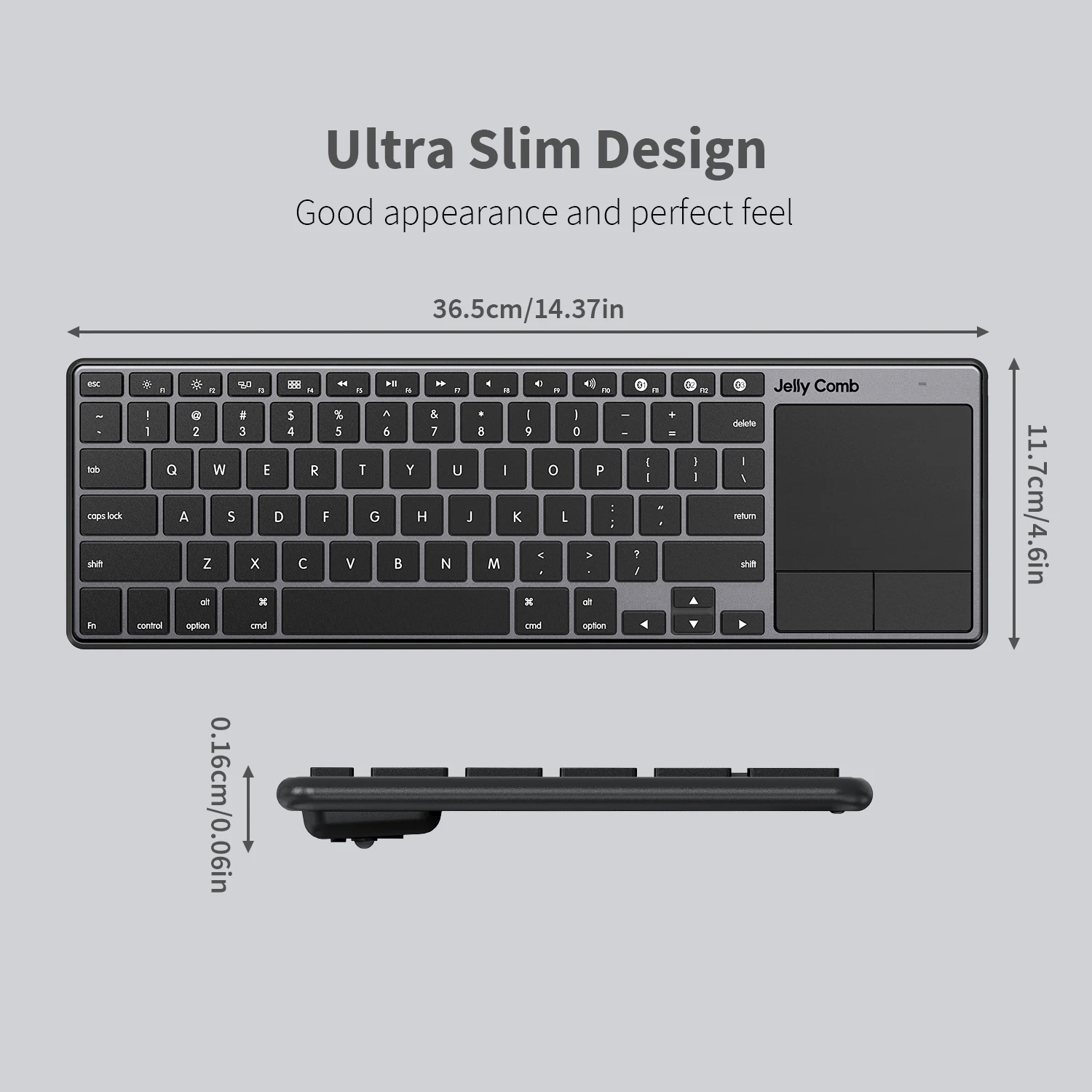 magic keyboard pc Jelly Comb Rechargeable Ultra Slim Multi-Device Bluetooth Wireless Keyboard with Touchpad for MacBook iMac iPhone iPad Pro Air magic keyboard pc