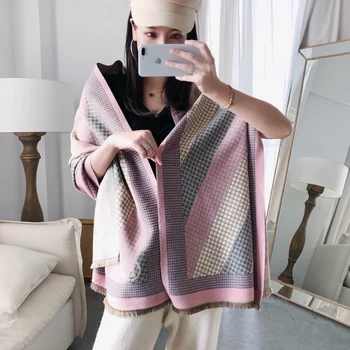 

Women Cashmere Winter Scarf Pashmina Shawls Lady Wraps Plaid Luxury Print Scarves Warm Thick Blanket Wool Bufanda 2020 Design