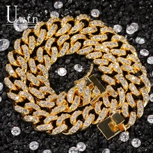Uwin Iced Out кубинская цепь 12 мм роскошное сверкающее ожерелье со льдом Модное в стиле рок-панк, мужское ювелирное изделие в стиле хип-хоп