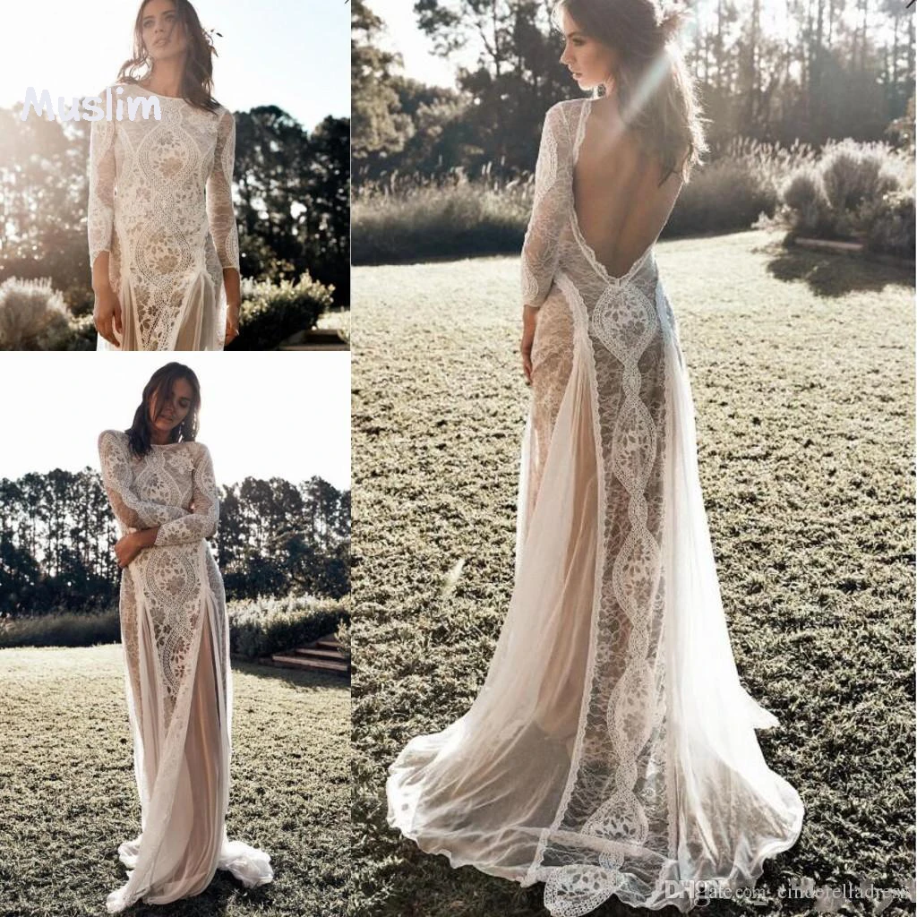 bohemian wedding dress with long sleeves