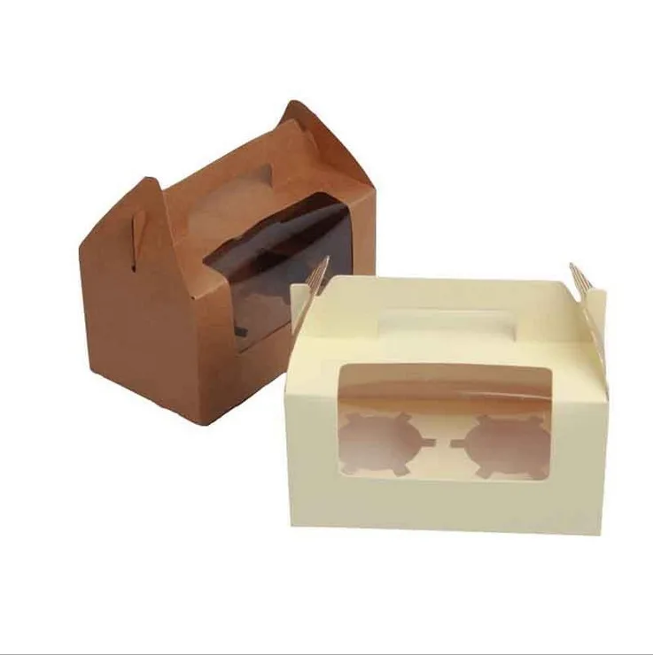 Крафт-бумаги из бумаги для кексов коробка для торта с полностью из ПВХ окна сувенир для свадебной вечеринки коробка упаковка для тортов 100 шт./лот