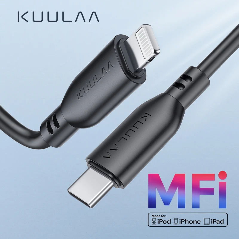 KUULAA MFi USB C к Lightning Кабель для iPhone 11 Pro Max X XS 8 XR 18 Вт PD Быстрая зарядка usb type C кабель для Macbook USB-C шнур