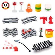 Grandes blocos de construção a vapor trem faixas conjunto acessório reboque tambor de óleo compatível com trem carro tijolos diy criança brinquedos