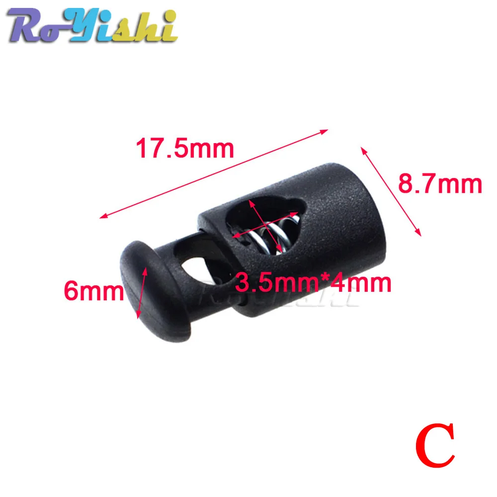 10 Pcs/Pack Cord Lock Toggle Clip Stopper Plastic Black For Bags/Garments