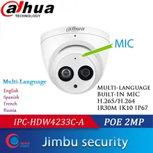 Dahua starlight POE 2MP IPC-HDW4233C-A sony 1080P купольная IP камера Встроенный микрофон H.265 IR30m 3DNR Водонепроницаемая Россия languag горячая модель