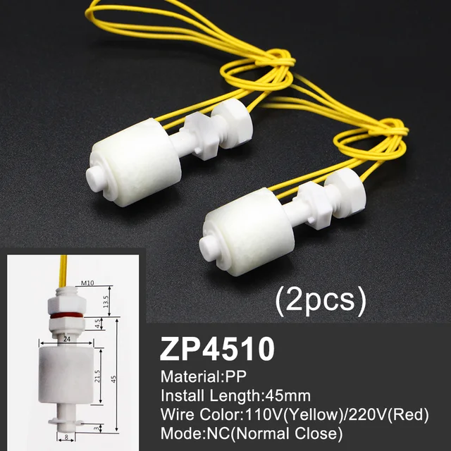 Free Shipping 1 Piece Float Switch Mini Type Poly Propy Water Level Liquid Sensor Normal Close ZP2508-ZP15010 2PCS-ZP4510