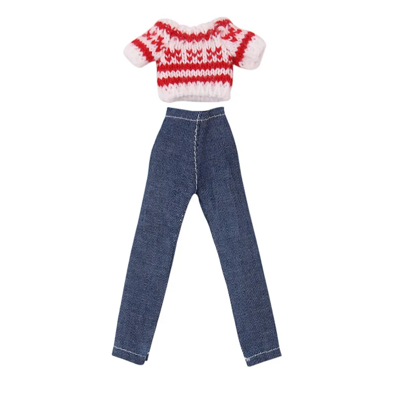 Blyth/15 видов стилей одежды для кукол, 1 комплект одежды = свитер+ джинсы для BJD, 30 см, 1/6 год, платье для куклы Blyth, Рождественская игрушка для девочек - Цвет: b23